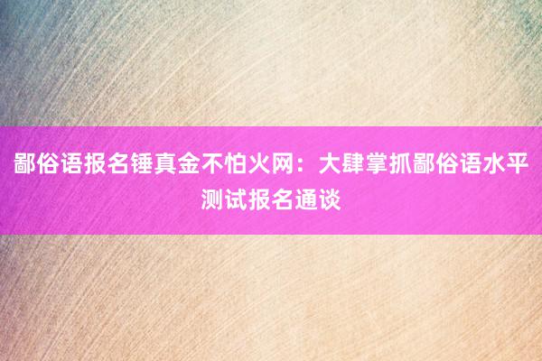 鄙俗语报名锤真金不怕火网：大肆掌抓鄙俗语水平测试报名通谈