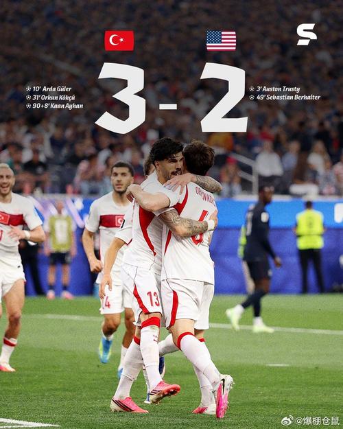 土耳其3-2美国全场数据：射门9-18、射正4-7、绝佳机会3-4